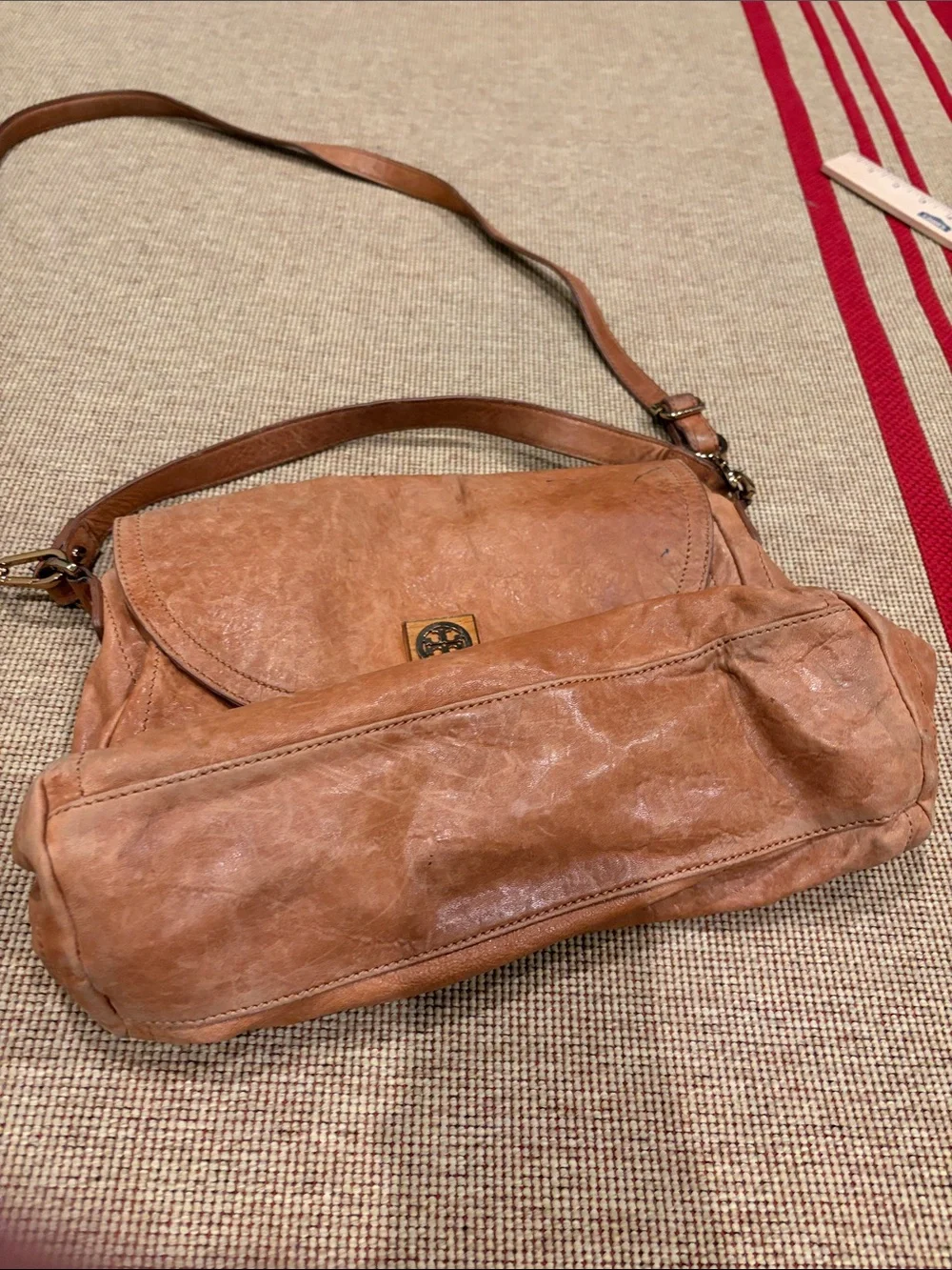 Tory Burch Designer Foldover Convertible Flap Crossbody Purse Leather Bag